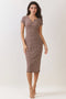 Dark Brown Striped Henley Midi Dress