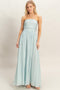 Light Blue Strapless Tie Back Maxi Dress
