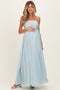 Light Blue Strapless Tie Back Maternity Maxi Dress
