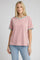 Pink Contrast Trim Boxy Fit Tee