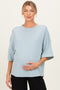 Light Blue Raw Cut Edge Maternity Boxy Tee