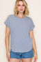 Denim Blue Striped Short Sleeve Top