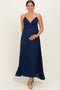 Navy V-Neck Open Back Maternity Maxi Dress