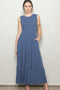 Light Navy Smocked Sleeveless Tiered Maxi Dress