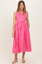 Pink Polka Dot Sleeveless Maternity Midi Dress