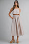 Mauve Polka Dot Crop Tank Midi Skirt Set