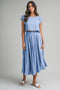 French Blue Crop Top Midi Skirt Set