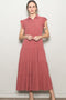 Dusty Rose Button Up Ruffle Sleeve Tiered Maxi Dress