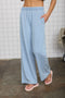 Light Denim Elastic Waist Wide Leg Knit Lounge Pants
