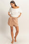 Light Taupe Drawstring Relaxed Fit Shorts