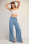 Dusty Blue Mineral Wash Wide Leg Pants
