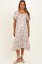 Ivory Floral Flutter Sleeve Maternity Midi Dress