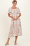 Ivory Floral Flutter Sleeve Midi Dress