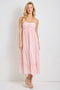 Light Pink Floral Ribbon Detail Midi Dress