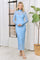 Light Blue Polka Dot Mesh Overlay Midi Dress
