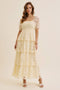 Butter Cream Lace Tiered Smocked Midi Dress
