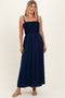 Navy Textured Smocked Maxi Dress