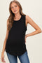 Black Ribbed Sleeveless Maternity Top
