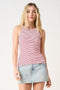 Red Striped Ribbed Knit Tank Top