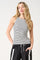 White Striped Ribbed Knit Tank Top