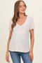 Natural Linen Blend V-Neck Short Sleeve Maternity T-Shirt