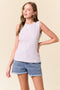 Heather Grey Floral Ruffle Trim Tank Top