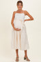 Cream Embroidered Tie Waist Maternity Midi Dress