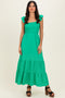 Green Ruffle Strap Smocked Maxi Dress