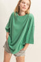 Green Washed Oversized Crew Neck Top