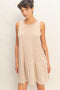 Dark Taupe Sleeveless Crewneck Tiered Mini Dress