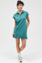 Teal Half Zip Up Mock Neck Mini Dress