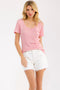 Pink Stripe Scoop Neck Henley Top