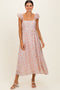 Blush Floral Ruffle Strap Midi Dress