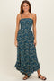 Teal Tie Neck Printed Sundress