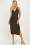 Olive Sleeveless Wrap Midi Dress