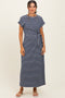 Navy Striped Side Tie Midi Dress
