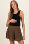 Coconut Brown Soft Washed Elastic Waist Maternity Shorts