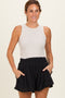 Black Soft Washed Elastic Waist Shorts