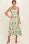 Lemongrass Floral Shoulder Tie Midi Dress