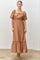 Mocha Textured Woven Square Neck Midi Dress