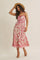 Pink Printed Front Tie Midi Dress
