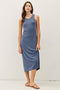 Dark Indigo Ribbed Midi Tank Dress