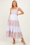 Lavender Multi Floral Tiered Sleeveless Maternity Midi Dress