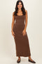 Brown Fitted Cutout Maxi Tank Dress