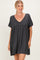 Charcoal V-Neck Basic Dress