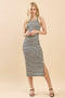 Black Striped Crisscross Back Dress