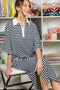 Navy Striped Oversized Polo Dress
