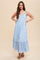 Cornflower Blue Floral Ruffle Strap Button Down Dress