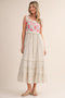 Off White Multi Floral Smocked Midi Dress