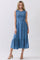 Denim Smocked And Tiered Maxi Dress